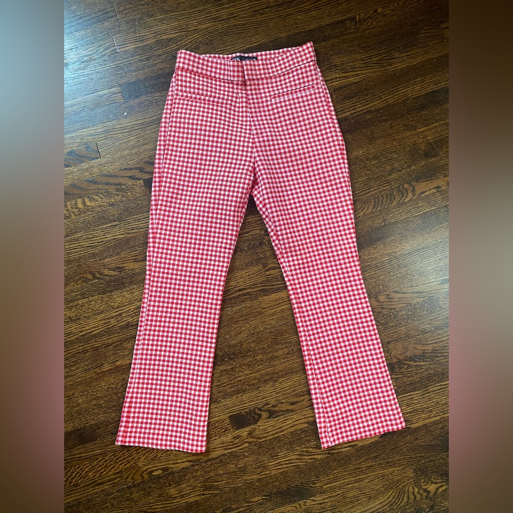 Zara red gingham pants